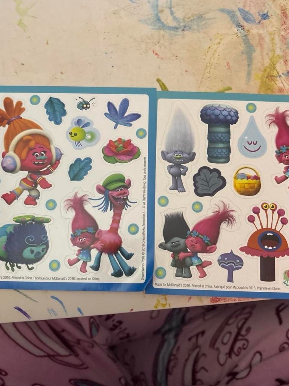 Trolls Colorful Character Sticker Sheets - Pink, Blue & Purple